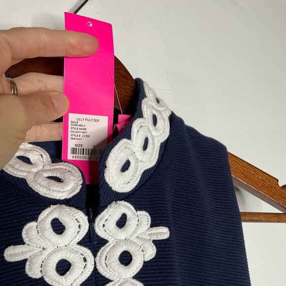 NWT Lilly Pulitzer Navy Callista High Collar Shift Dress true navy size small - Picture 8 of 14